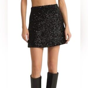 Express Elegant Sequined Black Glitter Mini Skirt NWT L
